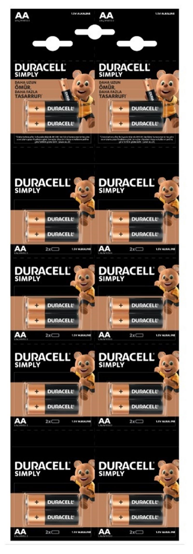 Duracell Alkalin AA Kalem Pil 20'li Kartela