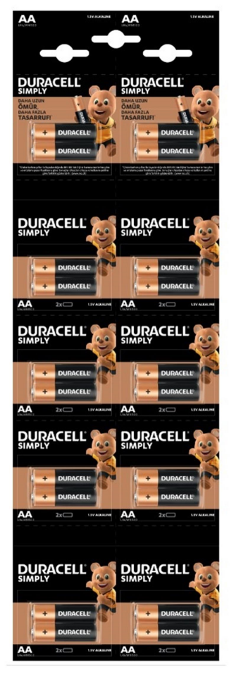 Duracell Alkalin AA Kalem Pil 20'li Kartela