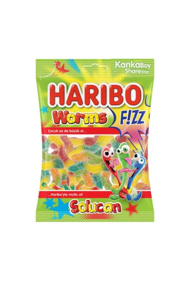 Haribo Fizz Worms Jelibon 70 Gr X 24 Adet