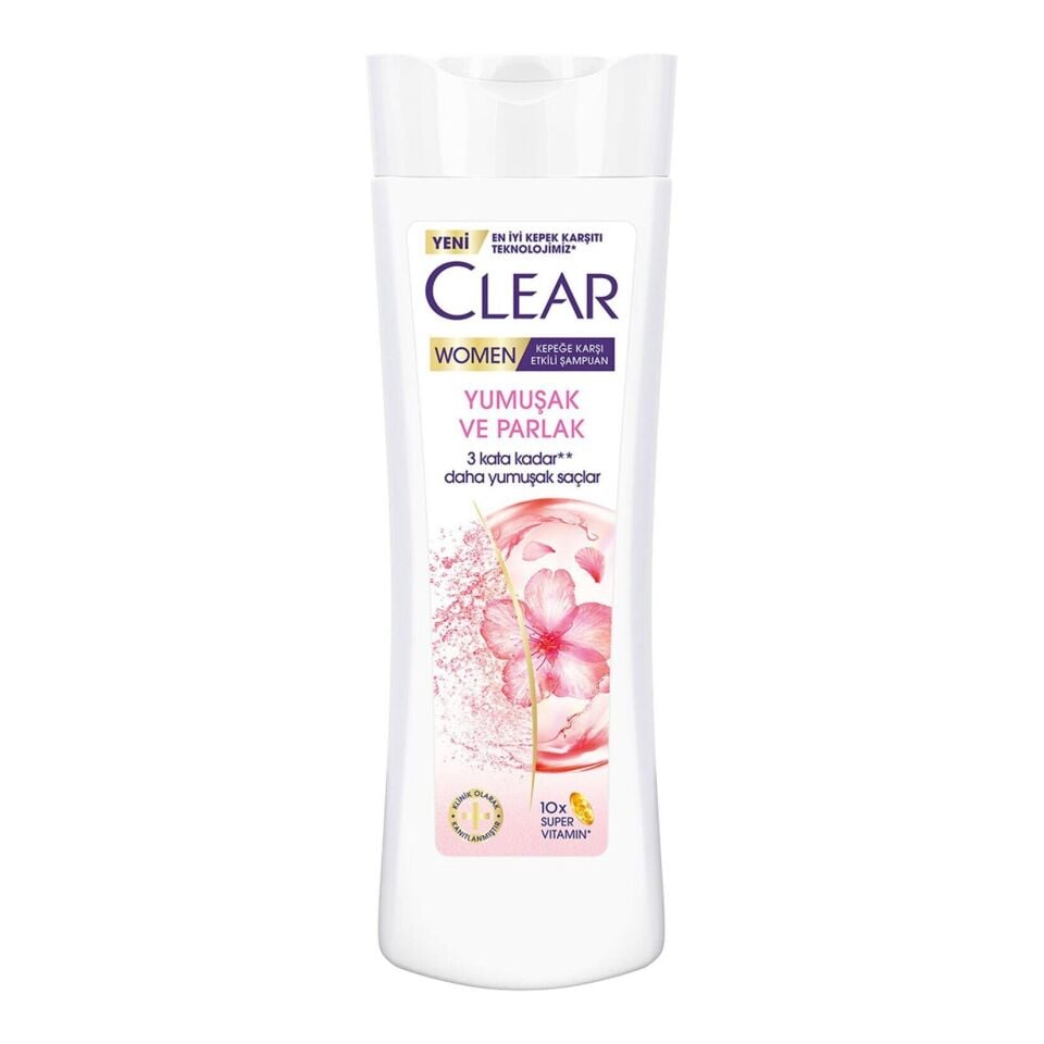 Clear Women Kepeğe Karşı Etkili Şampuan Yumuşak Parlak Kiraz Çiçeği Esansı & Keratin 350 Ml