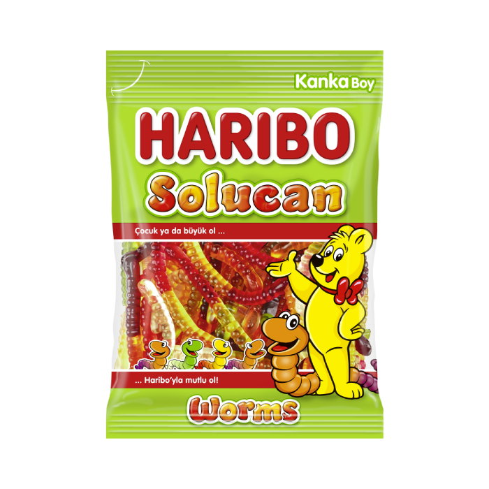 Haribo Worms Karışık Meyve Aromalı Jelibon 80 Gr X 24 Adet