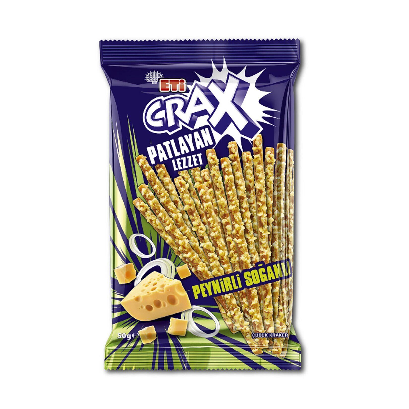 Eti Crax Patlayan Lezzet Peynirli Soğanlı Çubuk Kraker 50 Gr X 20 Adet