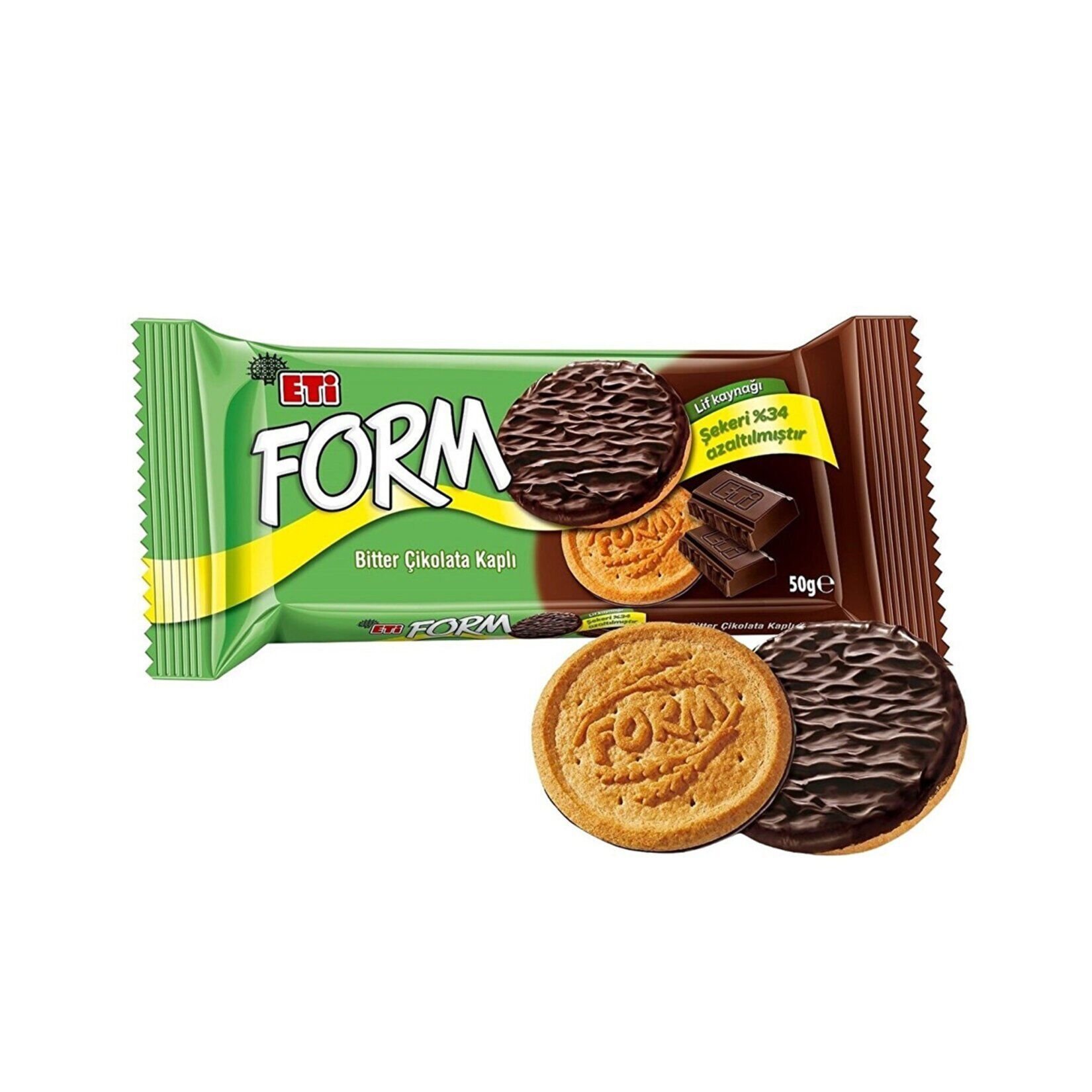 Eti Form Bitter Çikolata Kaplı Lifli Bisküvi 50 Gr X 24 Adet