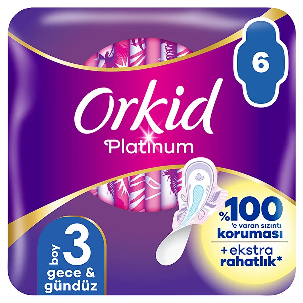 Orkid Platinum Kanatlı Gece (Boy 3) 6 Adet Hijyenik Ped