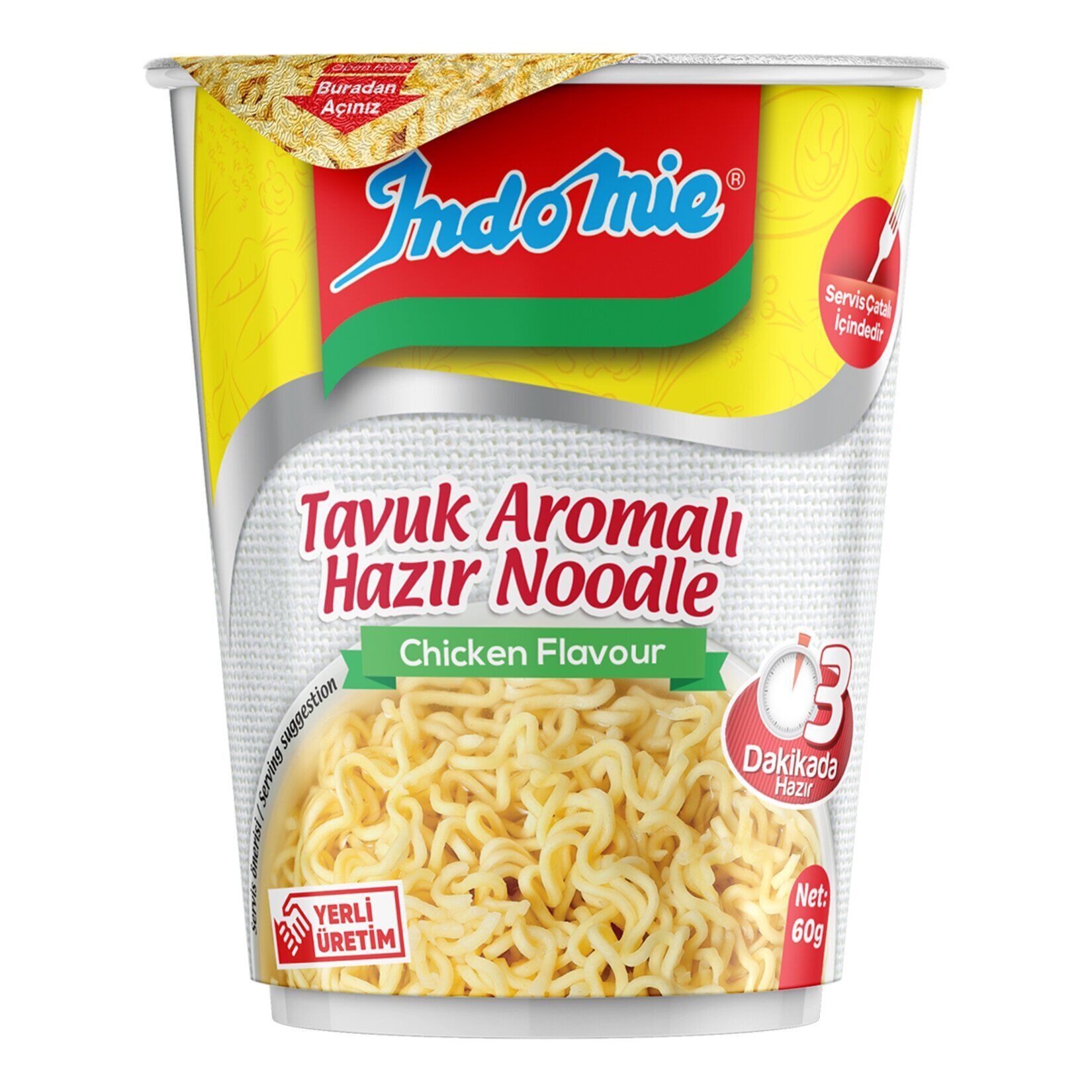 Indomie Tavuk Çeşnili Noodle (Bardak) 60 Gr X 6 Adet