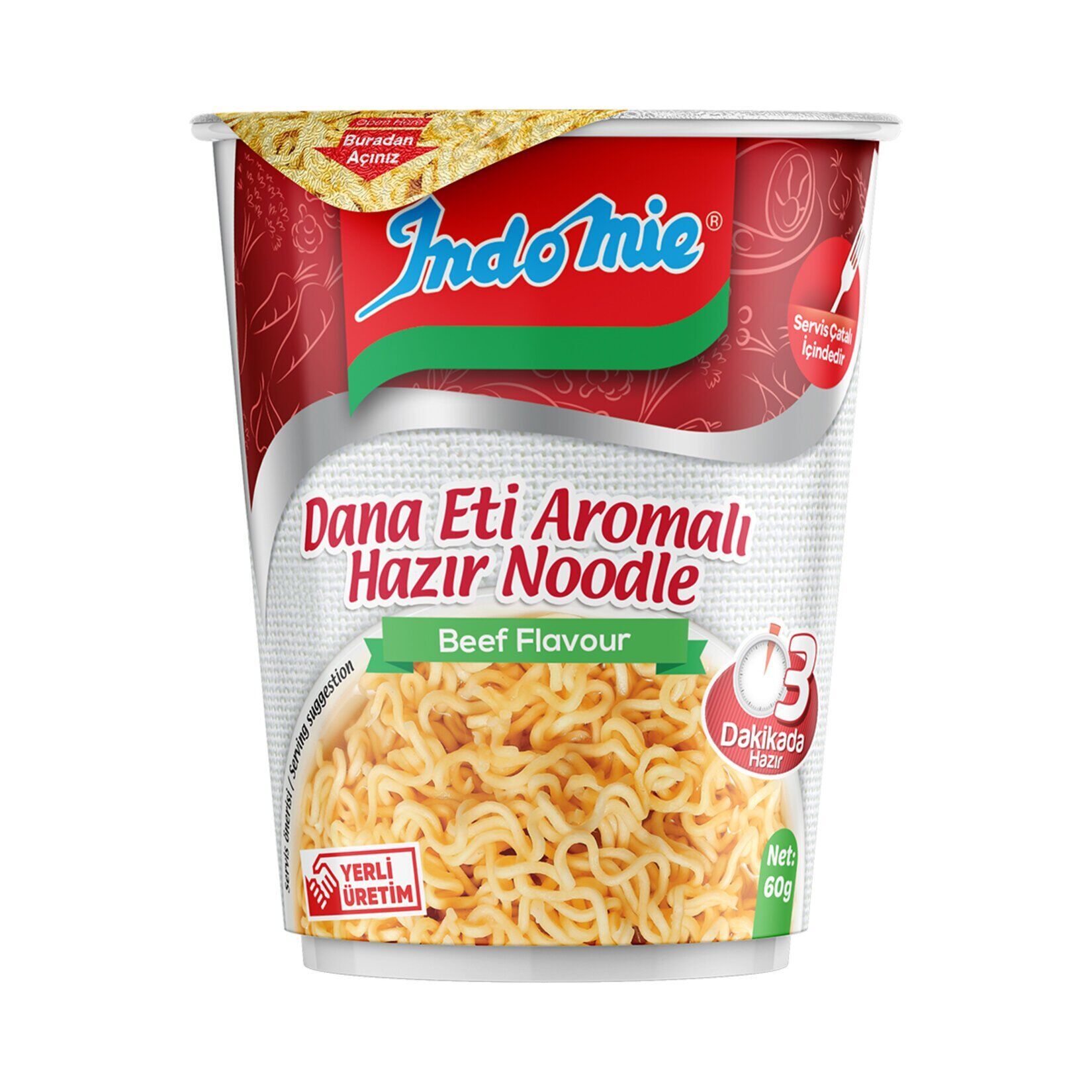 Indomie Dana Eti Çeşnili Noodle (Bardak) 60 Gr X 6 Adet