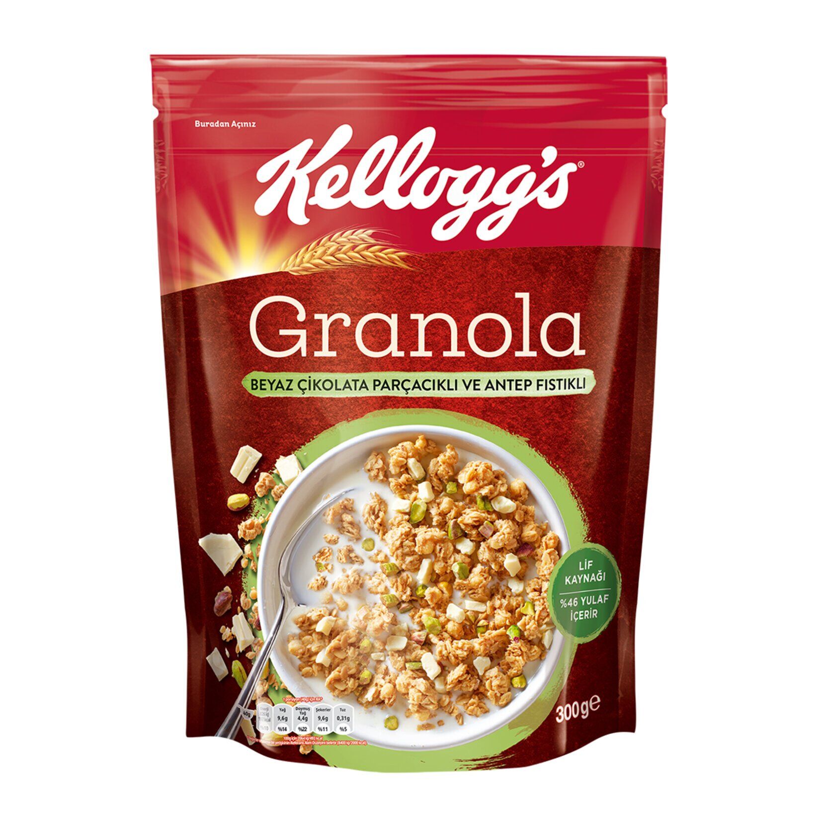 Kelloggs Granola Beyaz Çikolatalı Antep Fıstıklı 300 Gr
