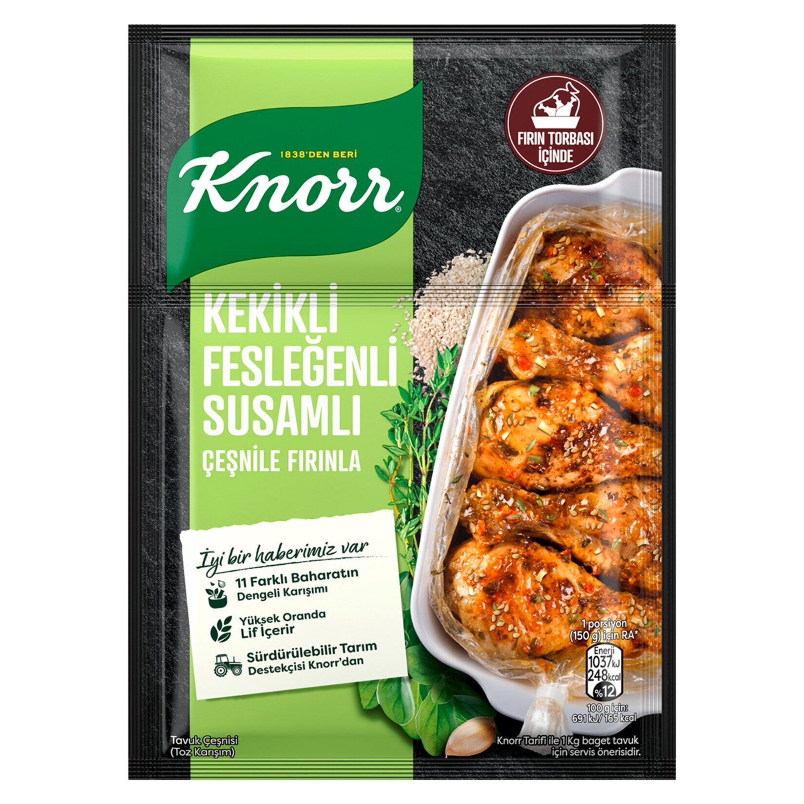 Knorr Fırında Tavuk Çeşnisi Kekikli Fesleğenli Susamlı 29 G