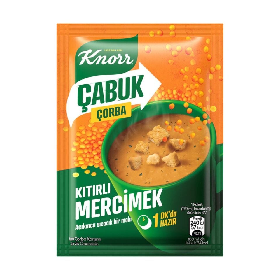 Knorr Çabuk Çorba Kıtırlı Mercimek 22 Gr X 24 Adet