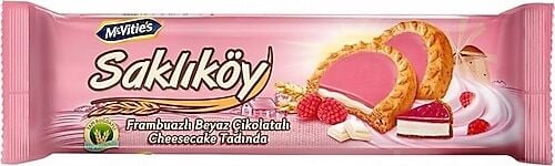 Ülker Saklıköy Frambuaz Beyaz Çikolata Kremalı Cheesecake Bisküvi 100 GR X 18 ADET