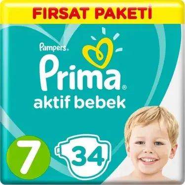 Prima Aktif Bebek Ekonomik Paket 7 Beden 15+ Kg 34 Adet
