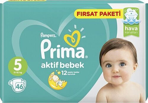 Prima Aktif Bebek Ekonomik Paket 5 Beden 11-18 Kg 46 Adet
