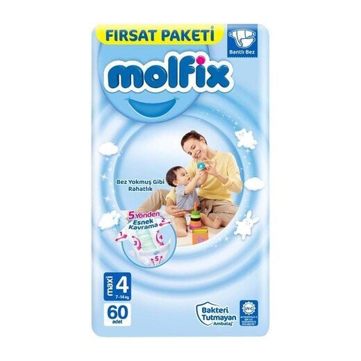 Molfix Bebek Bezi Fırsat Paket Maxi 60'lı 4 Beden
