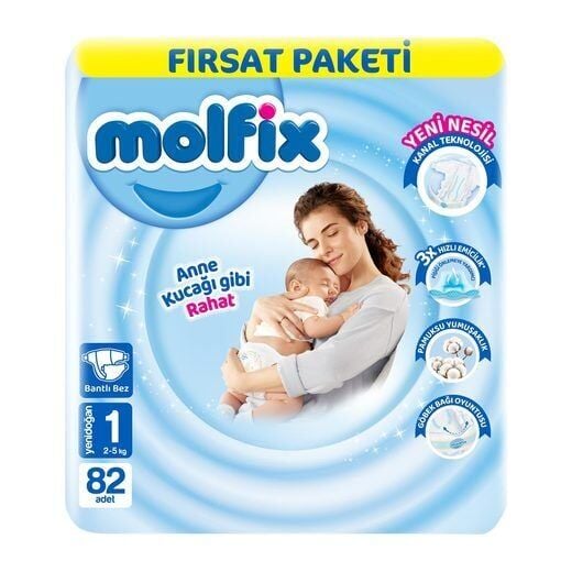 Molfix Bebek Bezi Fırsat Paket Yenidoğan 82'li 1 Beden