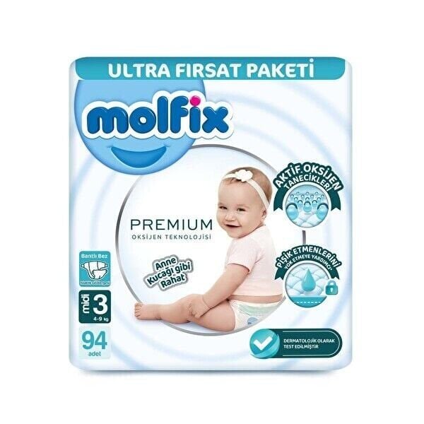 Molfix Oksijen Premium Midi Ultra Fırsat Paketi 94 Adet